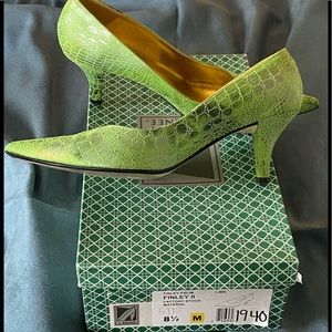 Lime Green Snakeskin Print Shoes